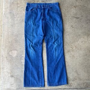 Vintage 60s 70s Farah flare denim jeans made in USA talon zipper 34x32
